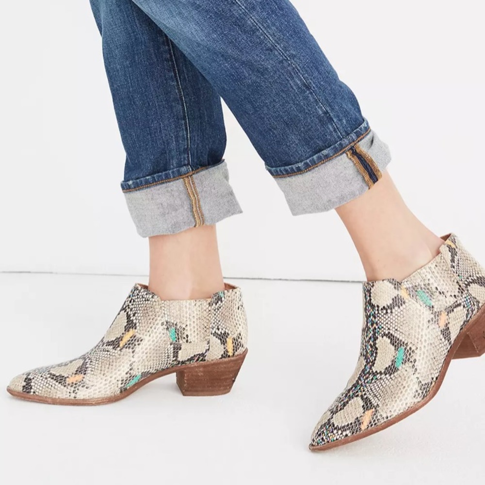 Madewell The Myles Ankle Boot in Stamped Rainbow Snake